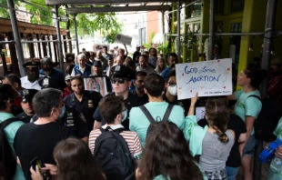 Protestors with the group New York City for Abortion block Witness for Life prayer walk in Brooklyn Jeffrey Bruno